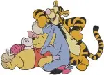 Winnie The Pooh And Friends Pooh Tigger Eeyore Piglet Group Hugs And Stacking - Filled Embroidery Design - 5703