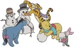 Winnie The Pooh And Friends Stacking Snowman Scene Eeyore Piglet Tigger Pooh - Filled Embroidery Design - 5707