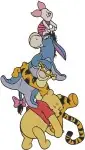 Winnie The Pooh And Friends Stacking Snowman Scene Eeyore Piglet Tigger Pooh - Filled Embroidery Design - 5708