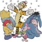 Winnie The Pooh And Friends Stacking Snowman Scene Eeyore Piglet Tigger Pooh - Filled Embroidery Design - 5709