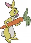 Winnie The Pooh Rabbit With Carrot Eating Holding Carrots And Annoyed Expression - Filled Embroidery Design - 5714