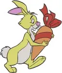 Winnie The Pooh Rabbit With Carrot Eating Holding Carrots And Annoyed Expression - Filled Embroidery Design - 5715