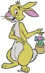 Winnie The Pooh Rabbit Holding Paper Easter Basket Painting Egg And With Broom - Filled Embroidery Design - 5724
