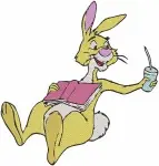 Winnie The Pooh Rabbit With Backpack Painting Thoughtful And Surprised Poses - Filled Embroidery Design - 5727