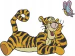 Winnie The Pooh - Tigger Gardening And Butterfly Friend - Gentle Sitting And Playful Poses - Hundred Acre Wood - Filled Embroidery Design - 5776