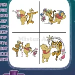 Winnie The Pooh Tigger Piglet Marching Ice Skating And Various Playful Poses - Filled Embroidery Design - Instant Download