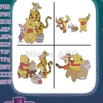 Winnie The Pooh Tigger Piglet Stacking Musical Instruments And In Wagon Playtime - Filled Embroidery Design - Instant Download