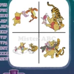 Winnie The Pooh And Tigger Dancing Ice Skating And Playful Interactions With Piglet - Filled Embroidery Design - Instant Download
