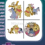 Winnie The Pooh And Friends Pooh Tigger Eeyore Piglet More Group Hugs Portrait - Filled Embroidery Design - Instant Download