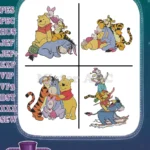 Winnie The Pooh And Friends Pooh Tigger Eeyore Piglet Group Hugs And Stacking - Filled Embroidery Design - Instant Download