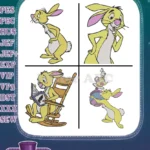 Winnie The Pooh - Rabbit The Organized Bunny - Rocking Chair Easter Eggs And Standing Poses - Hundred Acre Wood - Filled Embroidery Design - Instant Download