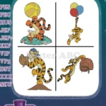Winnie The Pooh - Tigger Sports And Adventure Fun - Baseball Balloons Backpack Ball Poses - Hundred Acre Wood - Filled Embroidery Design - Instant Download