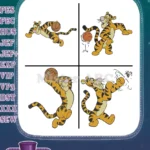 Winnie The Pooh - Tigger The Sporty Tiger - Basketball Badminton And Bouncing Fun Poses - Hundred Acre Wood - Filled Embroidery Design - Instant Download