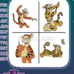 Winnie The Pooh - Tigger Gardening And Butterfly Friend - Gentle Sitting And Playful Poses - Hundred Acre Wood - Filled Embroidery Design - Instant Download