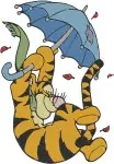 Winnie The Pooh - Tigger Autumn And Spring Fun - Leaves Umbrella Flower Basket Poses - Hundred Acre Wood - Filled Embroidery Design - 5798