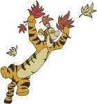 Winnie The Pooh - Tigger Autumn And Spring Fun - Leaves Umbrella Flower Basket Poses - Hundred Acre Wood - Filled Embroidery Design - 5799
