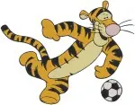 Winnie The Pooh - Tigger The Soccer Star Tiger - Dynamic Kicking And Playing Football Poses - Hundred Acre Wood - Filled Embroidery Design - 5805