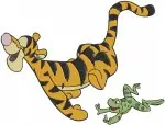 Winnie The Pooh - Tigger Frog Friends And Pumpkin Patch Fun - Playful Tiger Adventures - Hundred Acre Wood - Filled Embroidery Design - 5809