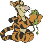 Winnie The Pooh - Tigger Frog Friends And Pumpkin Patch Fun - Playful Tiger Adventures - Hundred Acre Wood - Filled Embroidery Design - 5810