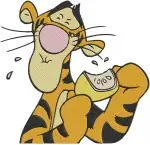 Winnie The Pooh - Tigger Relaxing On Beach Chair And Bouncing With Pooh Bear - Hundred Acre Wood Fun - Filled Embroidery Design - 5834