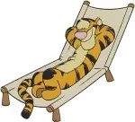 Winnie The Pooh - Tigger Relaxing On Beach Chair And Bouncing With Pooh Bear - Hundred Acre Wood Fun - Filled Embroidery Design - 5835