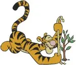 Winnie The Pooh - Tigger Relaxing On Beach Chair And Bouncing With Pooh Bear - Hundred Acre Wood Fun - Filled Embroidery Design - 5836