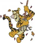Winnie The Pooh - Tigger The Adventurous Tiger - Log Skiing Detective And Various Poses - Hundred Acre Wood - Filled Embroidery Design - 5840