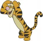 Disney Winnie Pooh Tigger Walking Waving Holding Flower Pot Friendly Tiger Bundle - Filled Embroidery Design - 5889
