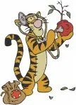 Disney Winnie Pooh Tigger Walking Waving Holding Flower Pot Friendly Tiger Bundle - Filled Embroidery Design - 5892