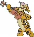 Disney Winnie Pooh Tigger Sitting With Flower Playing Violin Digging Hole Collection - Filled Embroidery Design - 5898