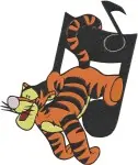 Disney Winnie Pooh Tigger Playing Drum Dancing Lying Down With Honey Pot - Filled Embroidery Design - 5901