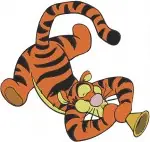 Disney Winnie Pooh Tigger Playing Drum Dancing Lying Down With Honey Pot - Filled Embroidery Design - 5902