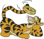 Disney Winnie Pooh Tigger Playing Drum Dancing Lying Down With Honey Pot - Filled Embroidery Design - 5904
