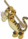 Disney Winnie Pooh Tigger Holding Stick Standing Tall Walking Energetic - Filled Embroidery Design - 5905