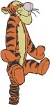 Disney Winnie Pooh Tigger Holding Stick Standing Tall Walking Energetic - Filled Embroidery Design - 5907