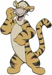 Disney Winnie Pooh Tigger Holding Stick Standing Tall Walking Energetic - Filled Embroidery Design - 5908