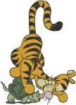 Disney Winnie Pooh Tigger Winter Scarf Umbrella Leaves Seasonal Playful Tiger Collection - Filled Embroidery Design - 5925