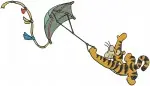 Disney Winnie Pooh Tigger Flying Kite Sitting Winter Hat Outdoor Fun - Filled Embroidery Design - 5929