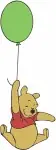 Disney Winnie Pooh Bear Holding Balloons Floating Upwards Joyful Playful - Filled Embroidery Design - 5939