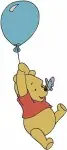 Disney Winnie Pooh Bear Holding Balloons Floating Upwards Joyful Playful - Filled Embroidery Design - 5941