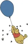 Disney Winnie Pooh Bear Holding Balloons Floating Upwards Joyful Playful - Filled Embroidery Design - 5942
