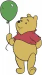 Disney Winnie Pooh Bear With Multiple Balloons Colorful Joyful Celebration Set - Filled Embroidery Design - 5947