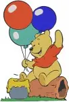 Disney Winnie Pooh Bear With Multiple Balloons Colorful Joyful Celebration Set - Filled Embroidery Design - 5948