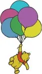 Disney Winnie Pooh Bear With Multiple Balloons Colorful Joyful Celebration Set - Filled Embroidery Design - 5949