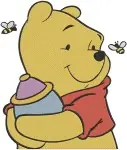 Disney Winnie Pooh Bear Eating Honey Covered In Honey Sweet Treats - Filled Embroidery Design - 5961