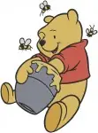 Disney Winnie Pooh Bear Eating Honey Covered In Honey Sweet Treats - Filled Embroidery Design - 5962