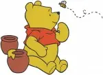 Disney Winnie Pooh Bear With Honey Pots Thinking About Honey Favorite Food Designs - Filled Embroidery Design - 5963