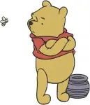 Disney Winnie Pooh Bear With Honey Pots Thinking About Honey Favorite Food Designs - Filled Embroidery Design - 5964
