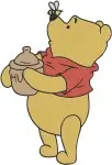 Disney Winnie Pooh Bear With Honey Pots Thinking About Honey Favorite Food Designs - Filled Embroidery Design - 5966