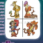 Winnie The Pooh - Tigger Pirate Musician And Pooh Pal - Accordion Pirate Costume Fun - Hundred Acre Wood - Filled Embroidery Design - Instant Download